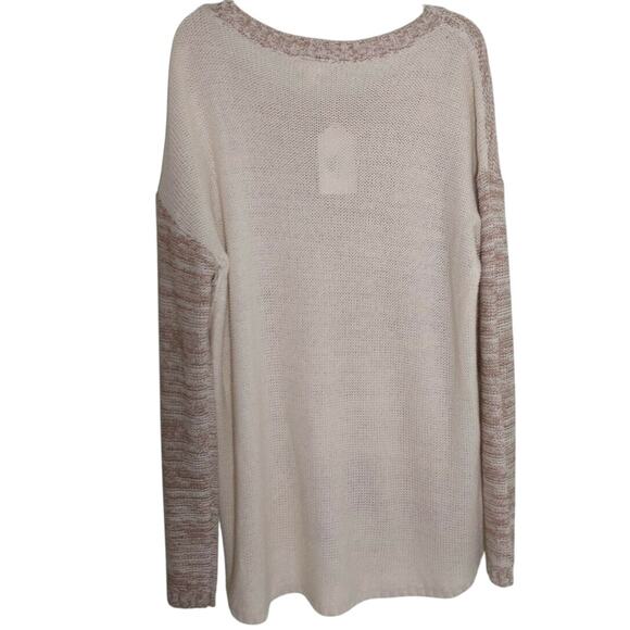 Hem & thread Sweater Women's Size M Mixed Tan Cream Long Sleeve Popover - Picture 6 of 12